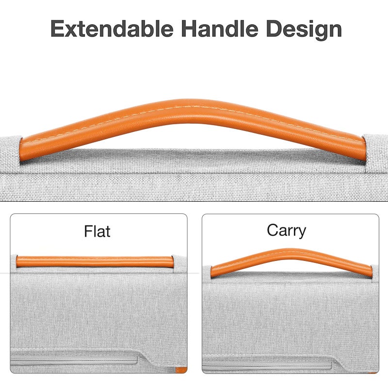 MOSISO 360 Protective Laptop Sleeve Compatible with MacBook Air/Pro 13-13.3 inch Notebook  Compatible with MacBook Pro 14 inch M4 M3 M2 M1  Flapover Bag with Fully Open Zipper&Handle&Pockets  Gray - Image 5